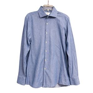 Men’s Alexander Kraft Chambray Button Down Shirt Size 42 16.5 Lightweight Cotton